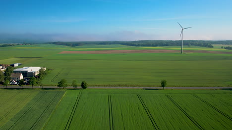 Green-Agricultural-Fields-on-Hot-Summer-Day,-Aerial-View-from-Above