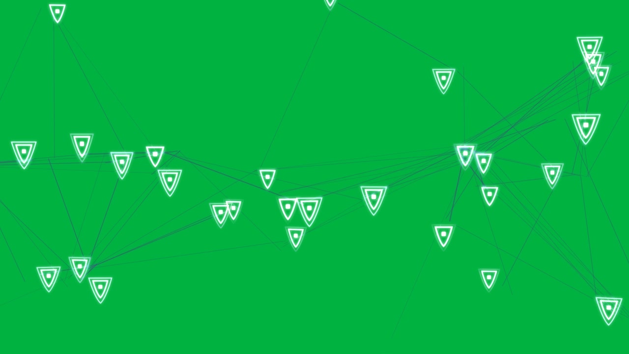 Algo driving nodes sliding and lines pulsing across three zones, showing dynamics on transparent bg