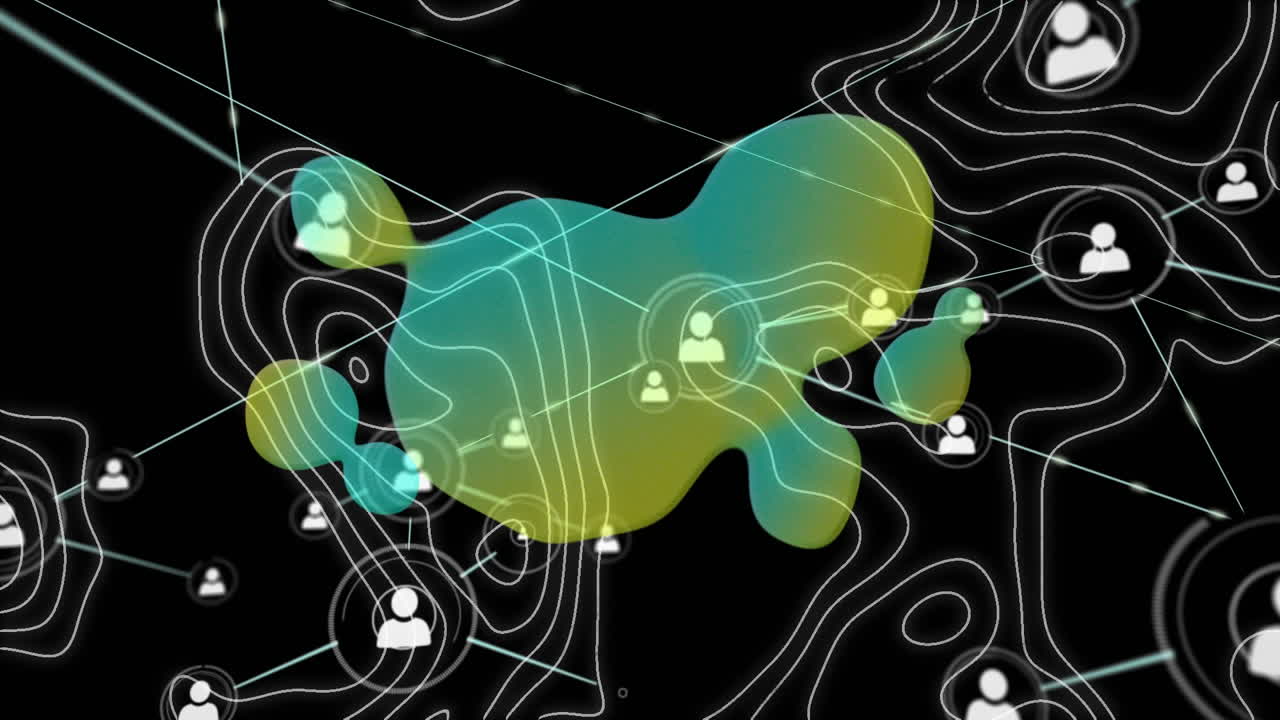 Animation of topographic map lines over network of connections