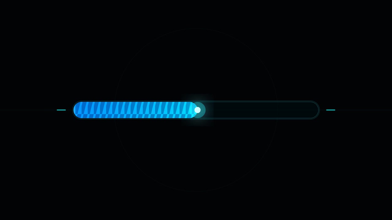 Digital Loading Progress Bar Animation on Black Background