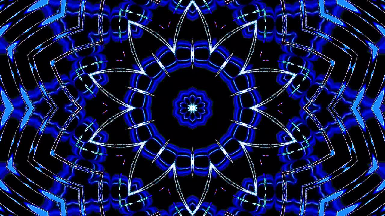 Lindo caleidoscópio abstrato que brilha, uma luz radiante que regula os movimentos sutis