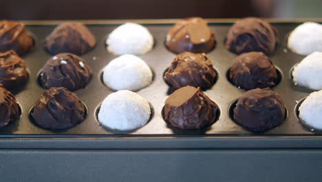 a tray of delicious chocolate truffles