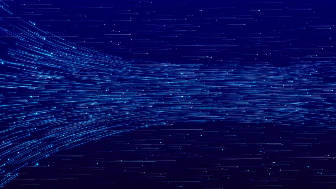 Blue light flares flow dark background creating futuristic motion effect for technology intros scifi