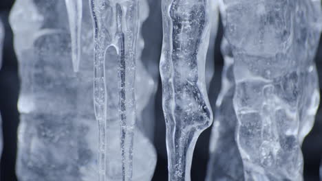 tiro macro de hielo. movimiento de inclinación suave hacia abajo