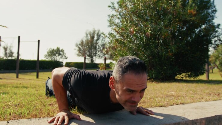 push ups in the park in spring