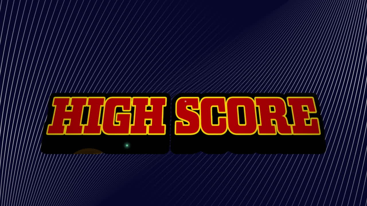 움직이는 선 위에 높은 점수 텍스트의 애니메이션