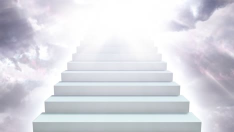 stairway to heaven in cloudy sky with sunlight rays shining down - 4k seamless loop motion background animation