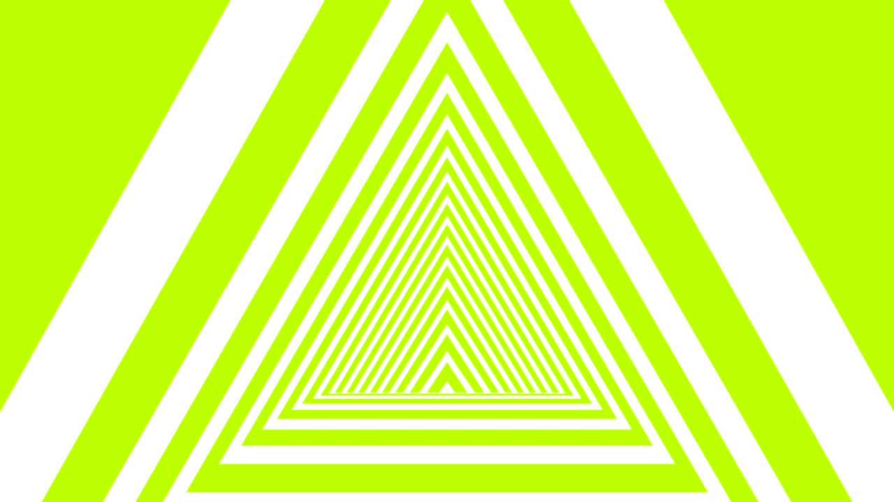 forma de triángulo verde claro y blanco sin costuras de bucle estilo de túnel hipnótico de fondo animado abstracto.