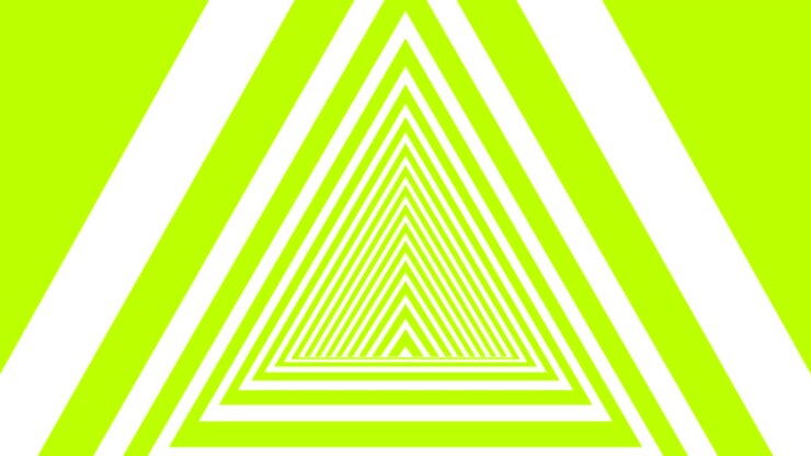 Seamless Looping Light Green and White Triangle shape Abstract Animated Background Hypnotic tunnel Style.