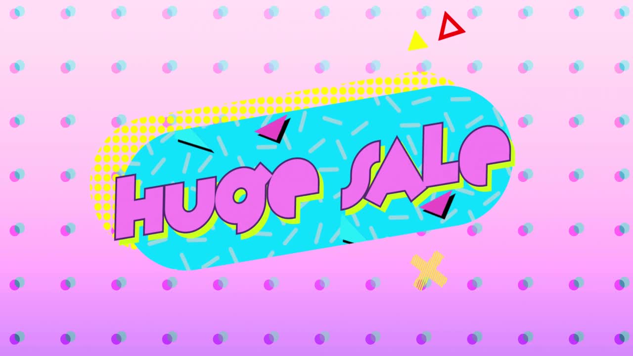 gráfico de venta enorme en oval turquesa sobre fondo rosado