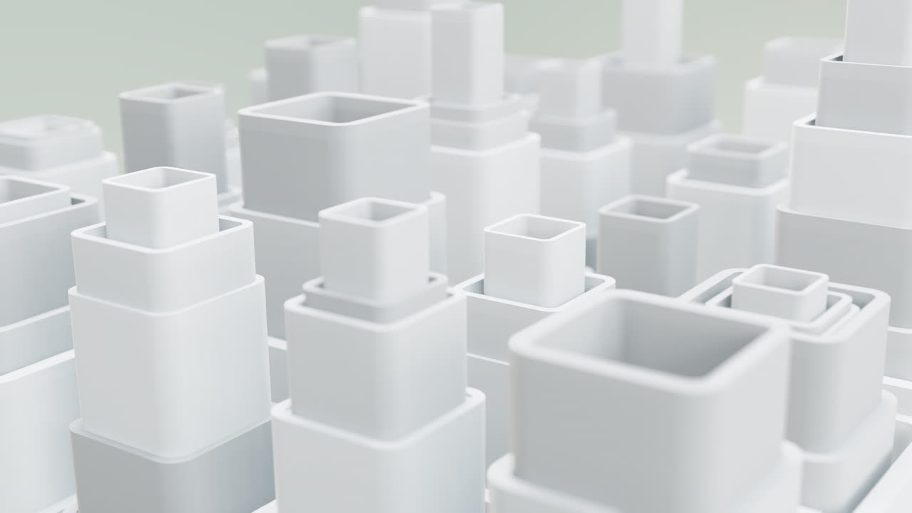 Abstract Cityscape of Geometric Shapes