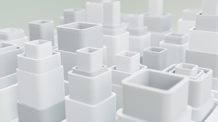 Abstract Cityscape of Geometric Shapes