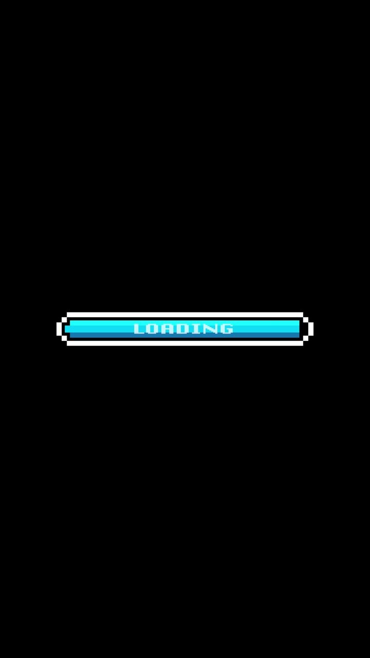 Pixelkunst loadingbar fyldes op på sort baggrund