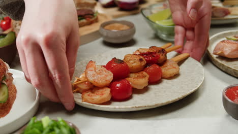 grilled shrimp and tomato skewers