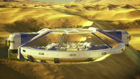 laboratory structure situated on an extraterrestrial landscape