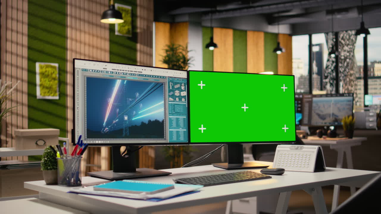 Electrical Grid Infrastructure Data On Green Screen Pc Providing Insights
