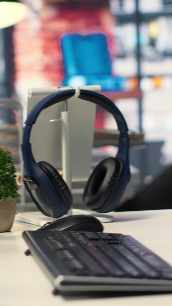 Vertical Video Empty programmer digital workspace shows real time code and AI driven algorithms