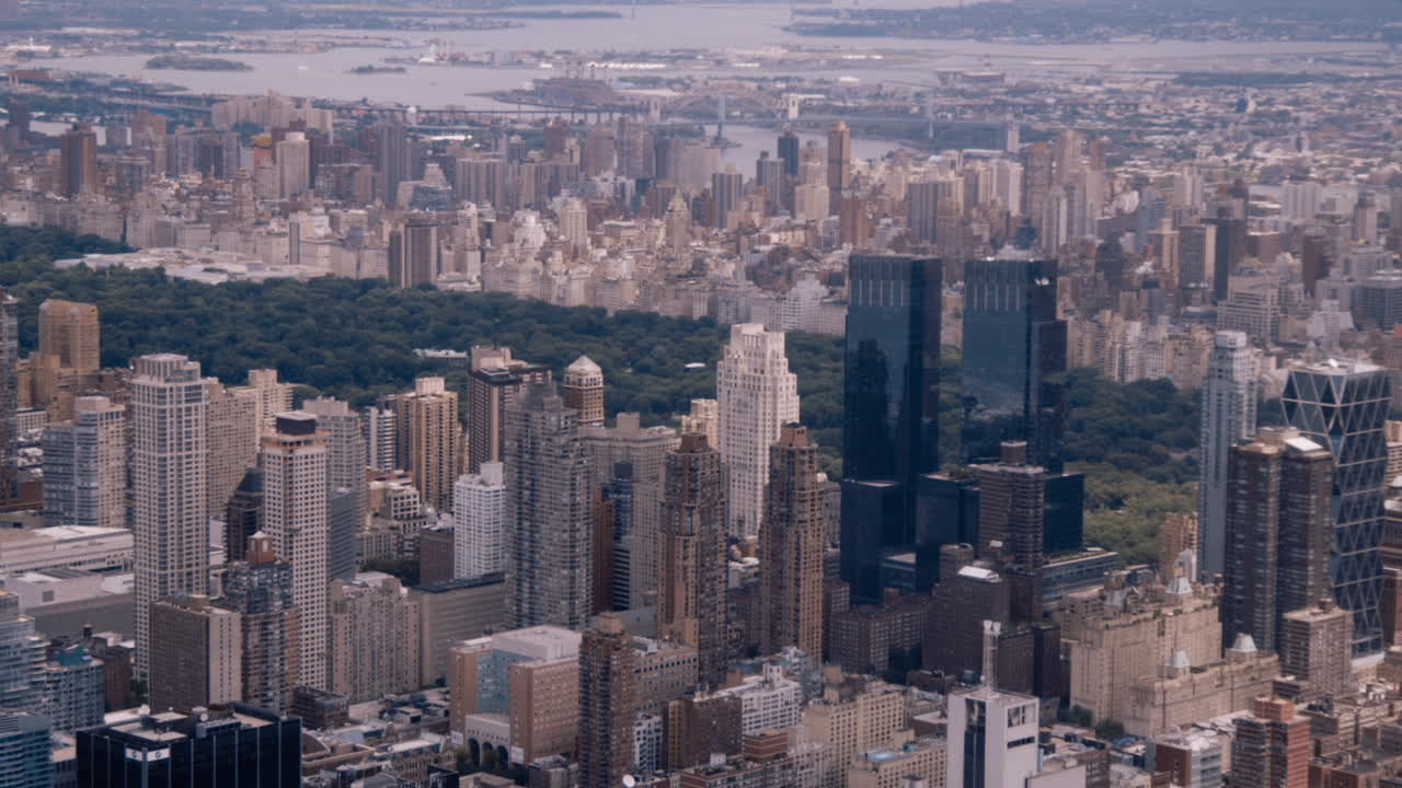 Aerial View of New York City Skyline with Central Park