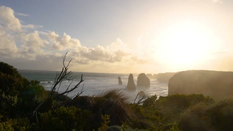 sunset view of twelve apostles rock formations