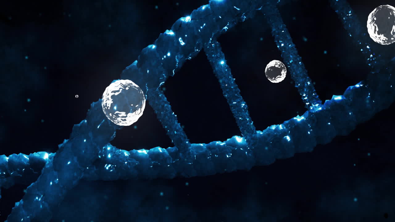 DNA strand and molecular structures, scientific animation