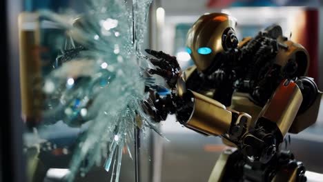 robot rompiendo una ventana