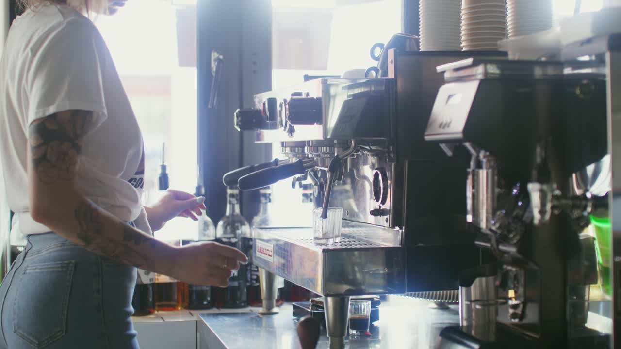 Barista Preparing Coffee at a Coffee Shop
