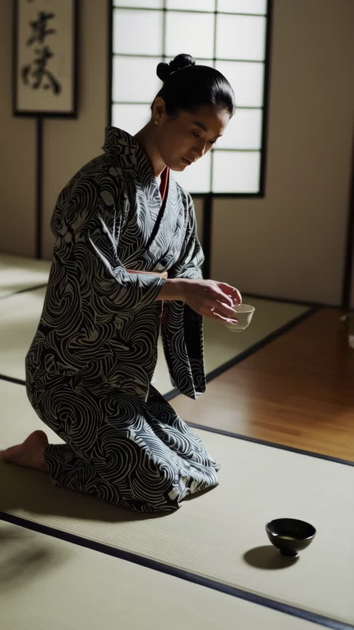 Japanese Woman Performing a Tea Ceremony
