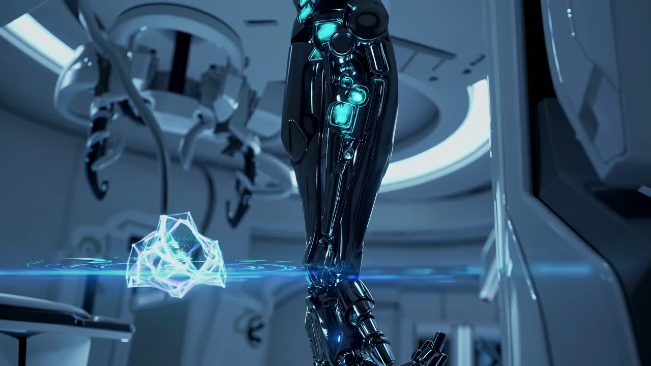 brazo de cirugía robótica en una sala de operaciones futurista