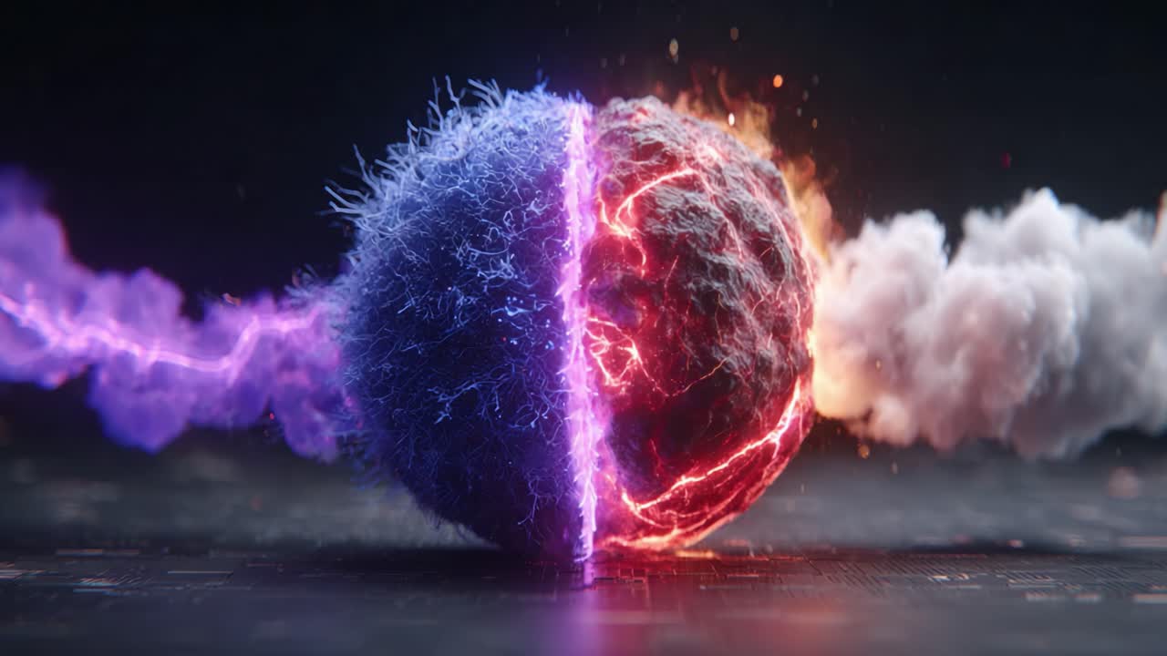 An Electrifying Clash of Elements: A Captivating Visual Encounter between Fire, Smoke, and Energy in Dynamic Motion Displaying Nature's Forces