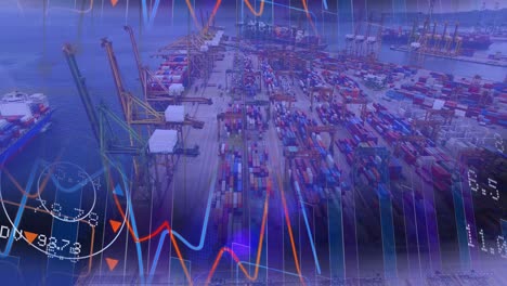 composición de un gran puerto marítimo con gráficos en color 4k