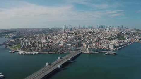 aerial view of galata bridge and golden horn. 4k footage in turkey