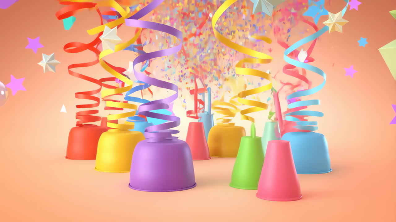 Colorful Celebration with Exploding Confetti and Streamers