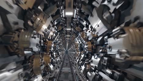 intricate industrial machinery tunnel