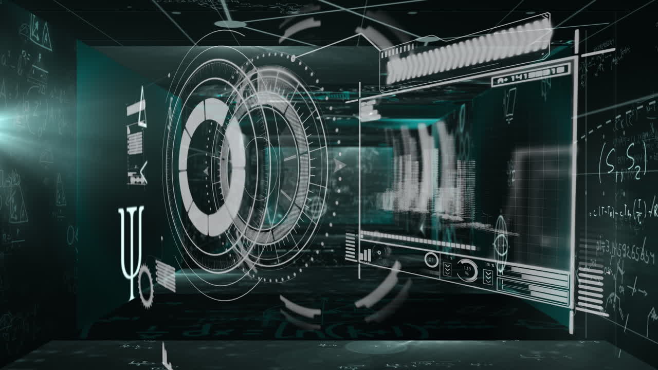 검은색 배경에 데이터 처리의 애니메이션