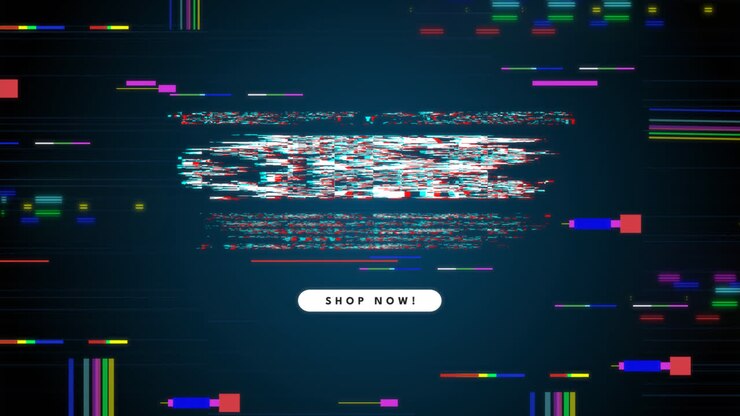 Grafica animata di banner offerta Cyber Monday con effetto glitch