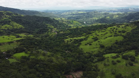 costa rica aerial green field mountains valley view drone above scenic natural unpolluted nature in central america