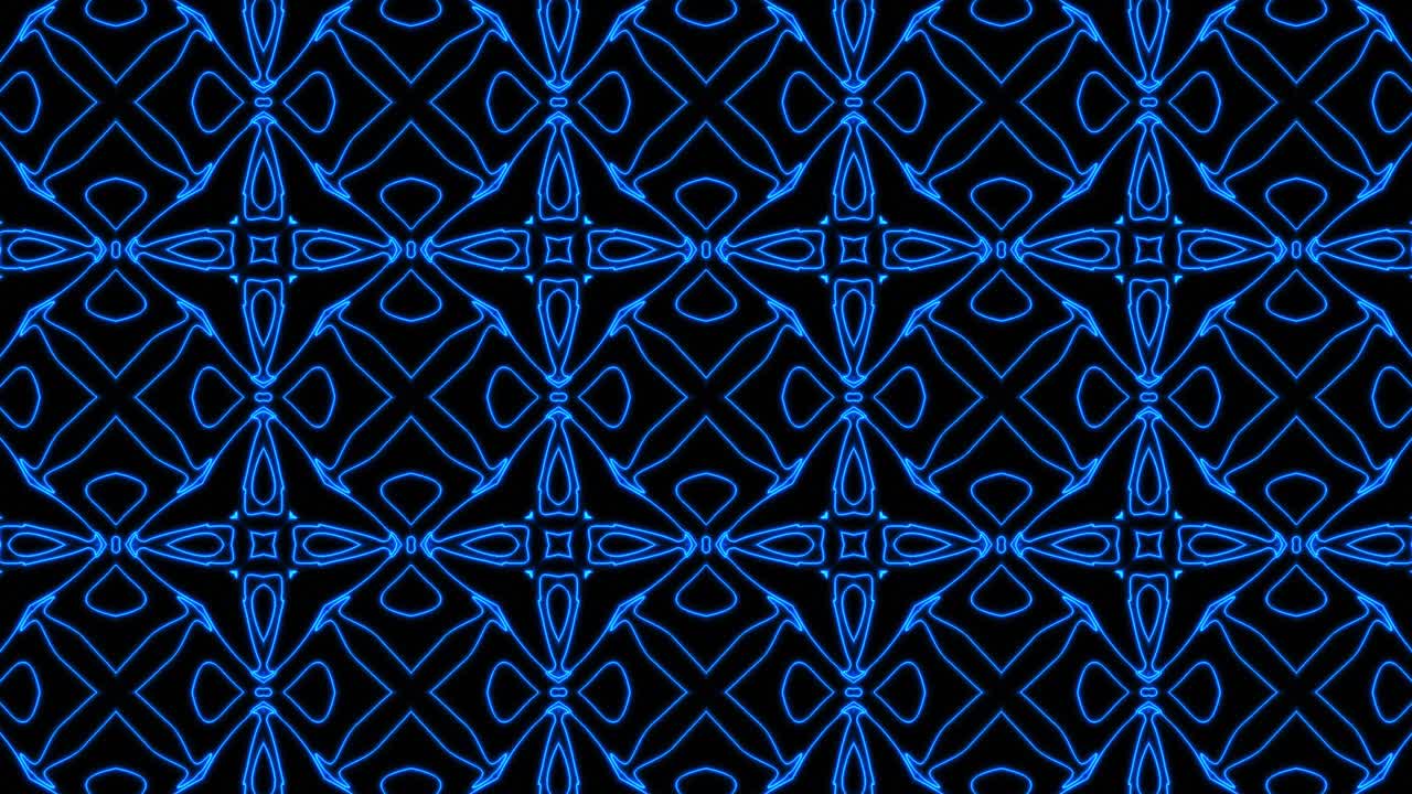 추상적인 파란색 기하학적 원활한 패턴 배경, 추상적인 줄무, 칼레도스코프 루프, 빠른 사이키델릭, 다채로운 칼레도코프 배경, 디스코 추상적인 모션 배경
