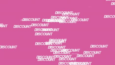 discount text animation falling on pink background.rain of text cartoon animation 4k