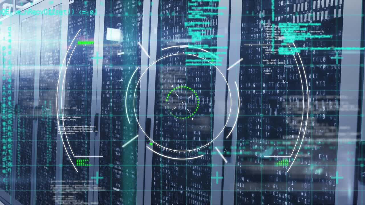 Animation of scope scanning over data processing against computer server room