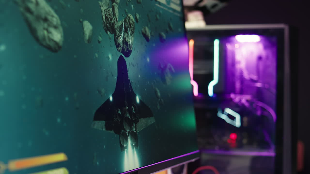 게이밍 pc에서 비디오 게임을 하기 위해 키보드와 마우스를 사용하는 플레이어