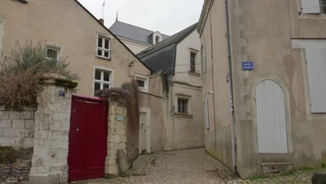 historical buildings near the montee saint-maurice and narrow alleys in angers, france