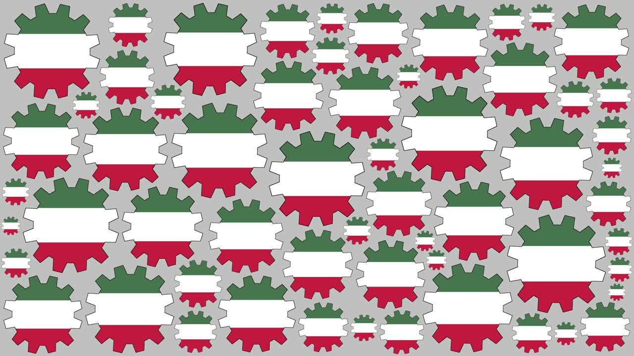 bandera húngara engranajes girando fondo