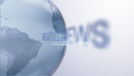 animation of words breaking news written in front of globe