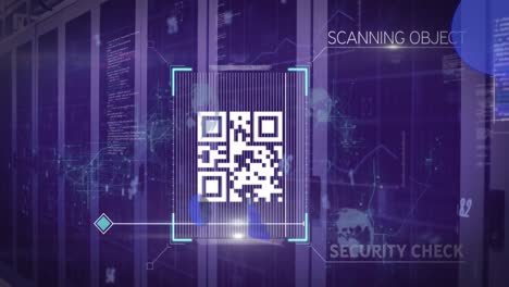 animación del código qr y procesamiento de datos en la sala del servidor