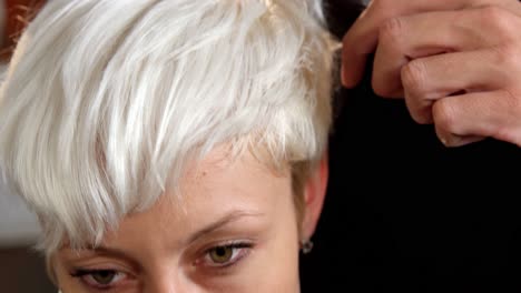 female getting her hair trimmed