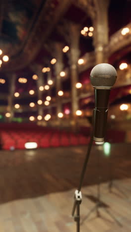 single microphone on stage in a theater