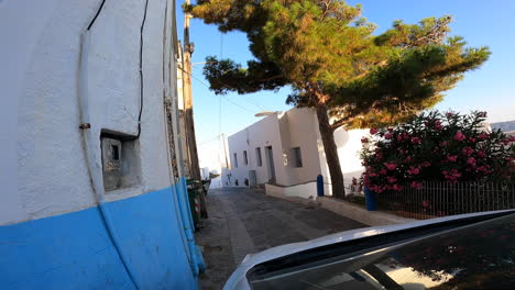 winding road in a typical greek village near