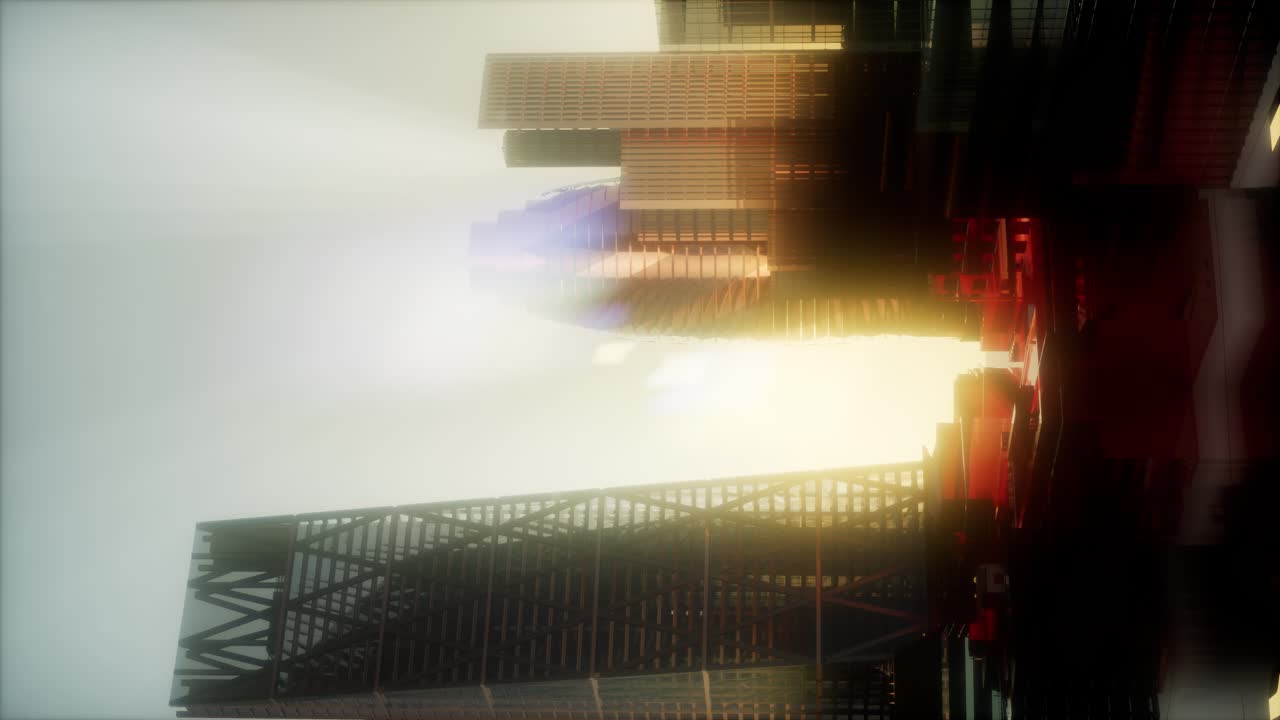 해가 지는 런던 시의 개념. 수직 형식