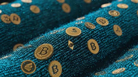 a visual journey through the digital currency landscape: exploring the intricacies of cryptocurrency icons on a binary-coded background