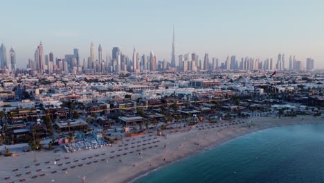 beautiful shot of dubai skyline from la mer beach